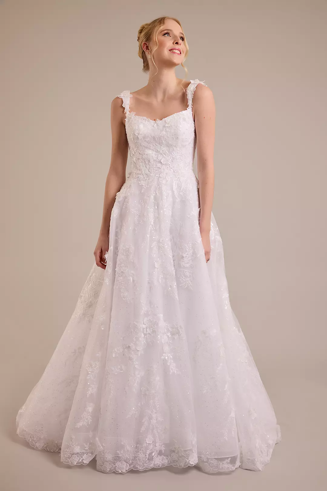 Lace Applique Tank Ball Gown Wedding Dress - Image 7