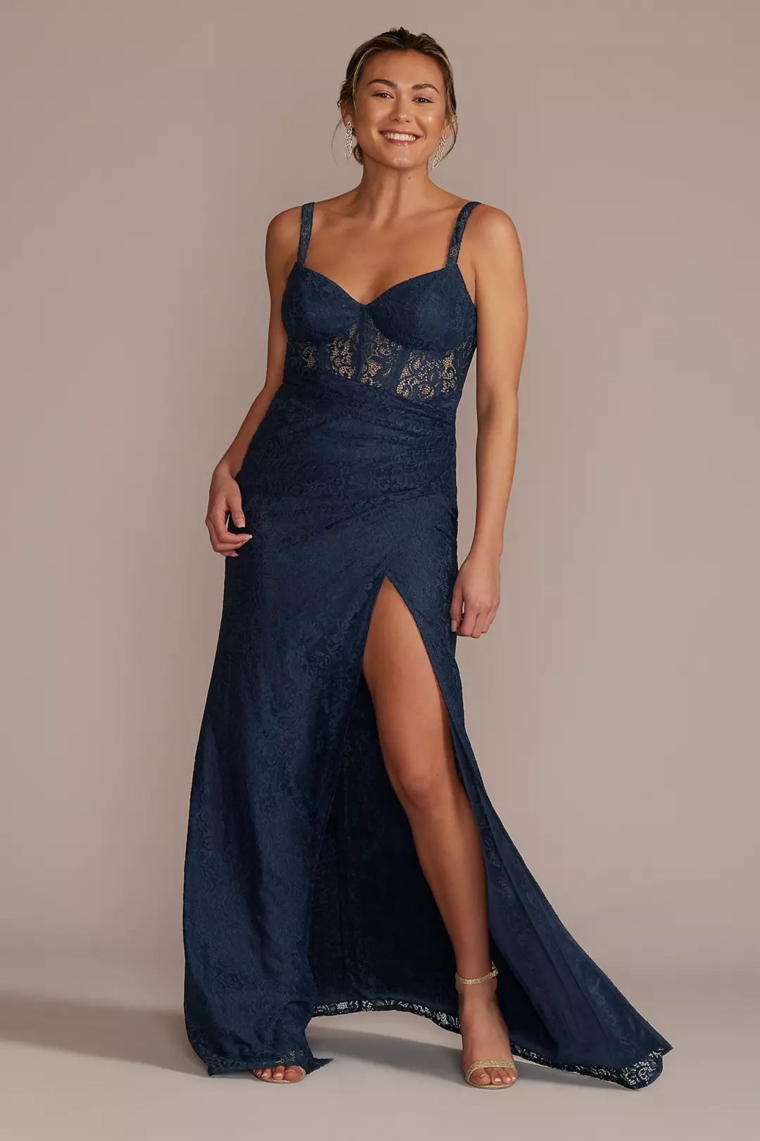 Lace Corset Bodice Dress with Slit - Image 12