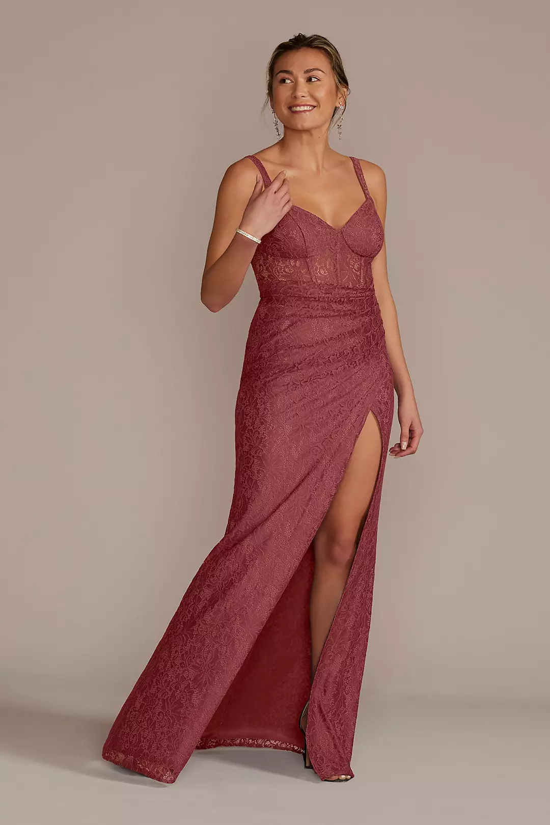 Lace Corset Bodice Dress with Slit - Image 19