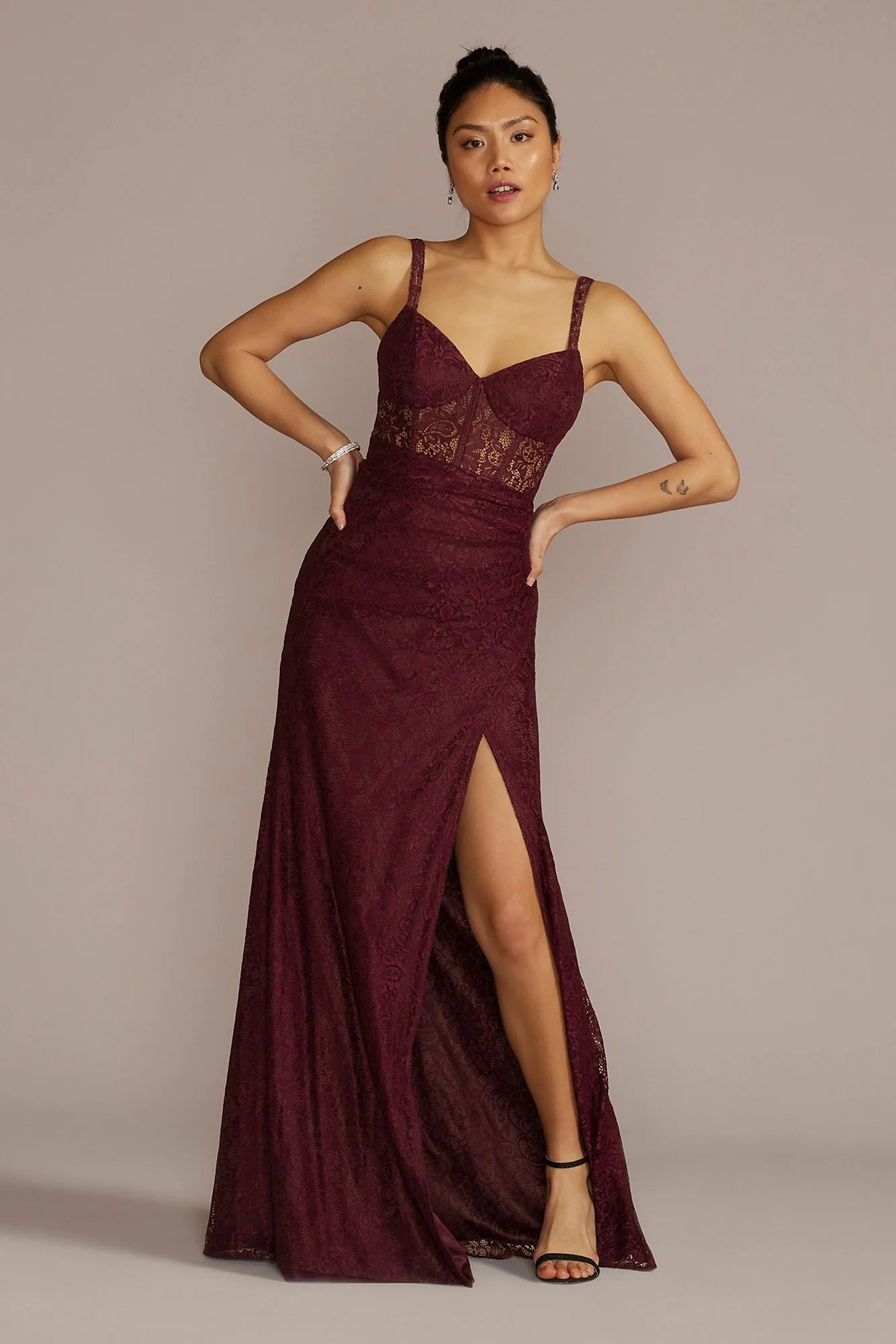Lace Corset Bodice Dress with Slit - Image 4