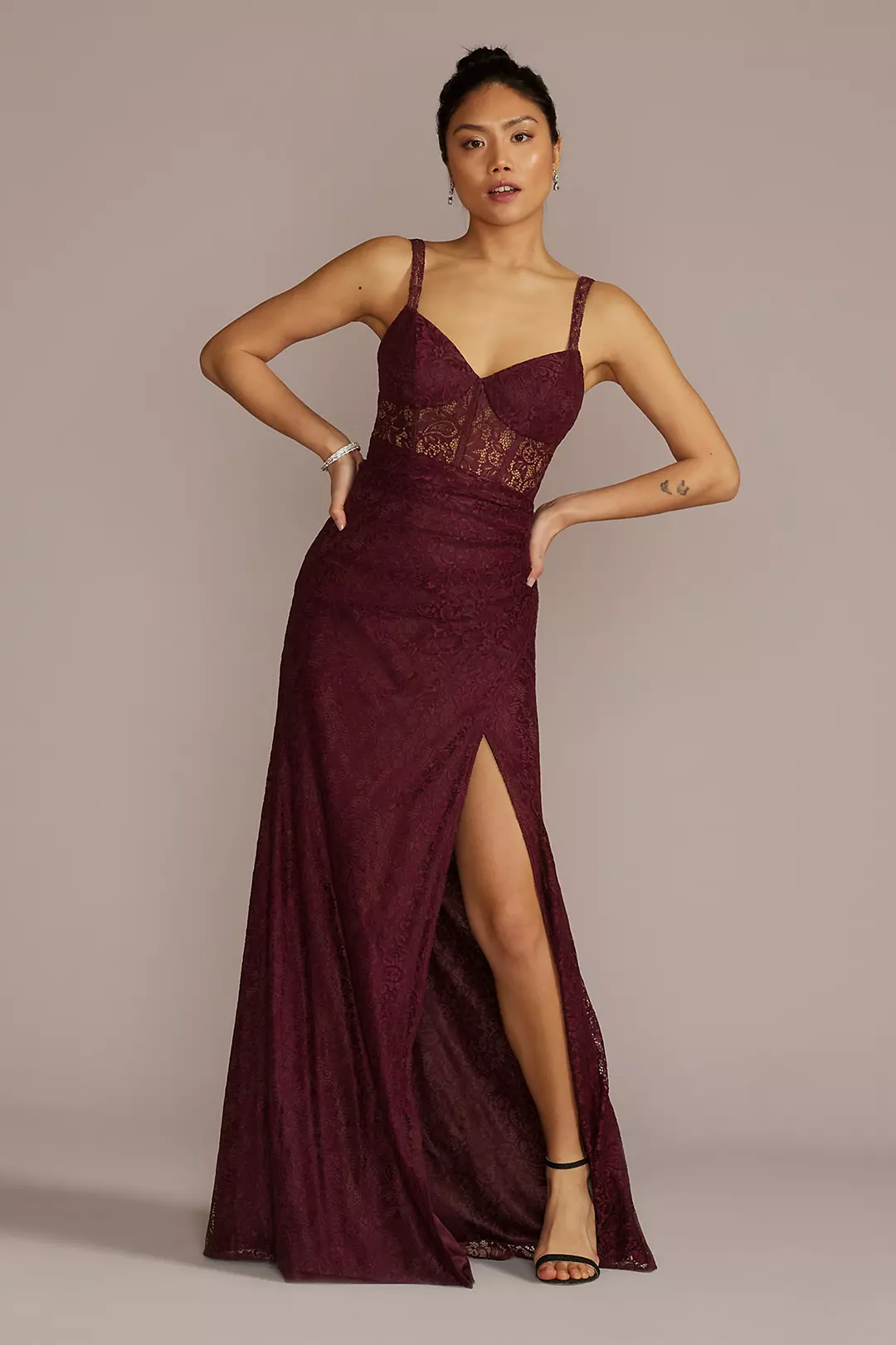 Lace Corset Bodice Dress with Slit - Image 9