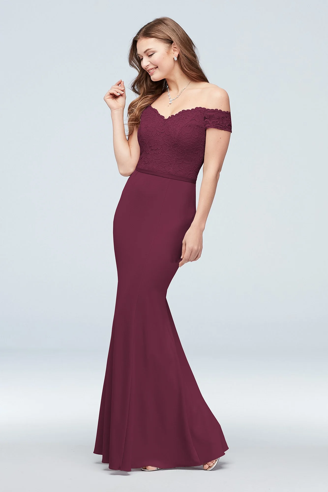 Lace Crepe Off-the-Shoulder Bridesmaid Dress - Image 10