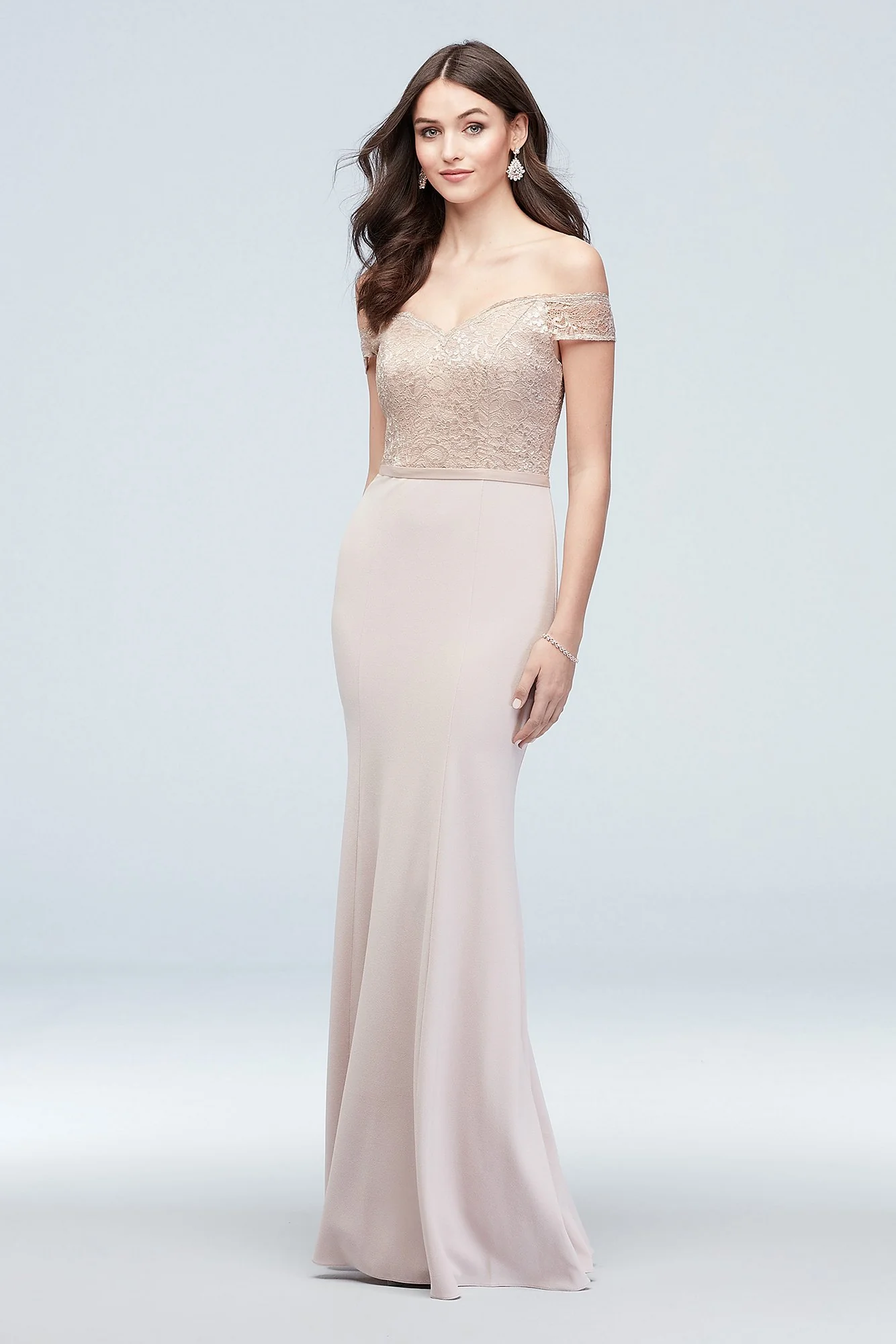 Lace Crepe Off-the-Shoulder Bridesmaid Dress - Image 34