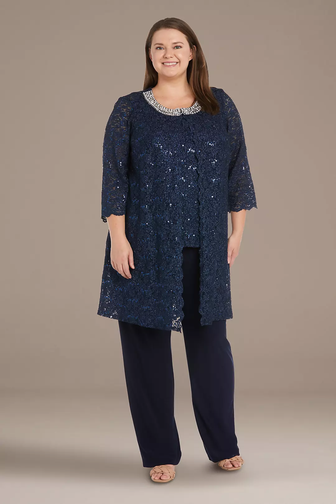 Lace Pantsuit with Jeweled Neckline - Image 23