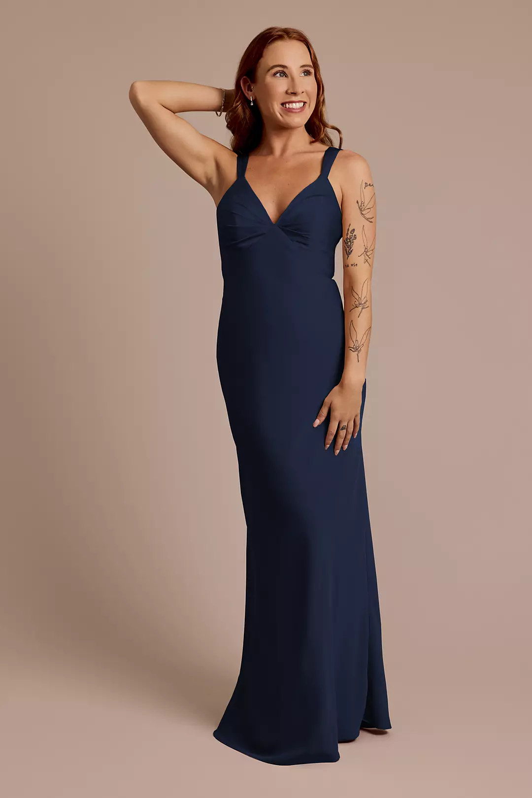 Matte Satin Bias V-Neck Tank Sheath Dress - Image 33