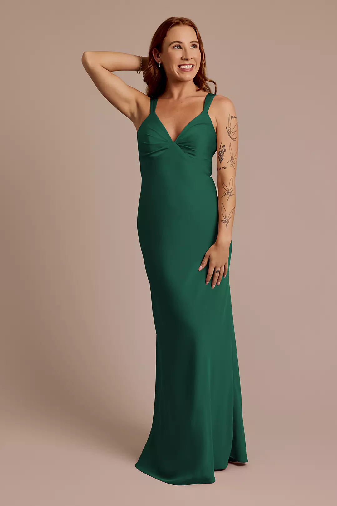 Matte Satin Bias V-Neck Tank Sheath Dress - Image 86