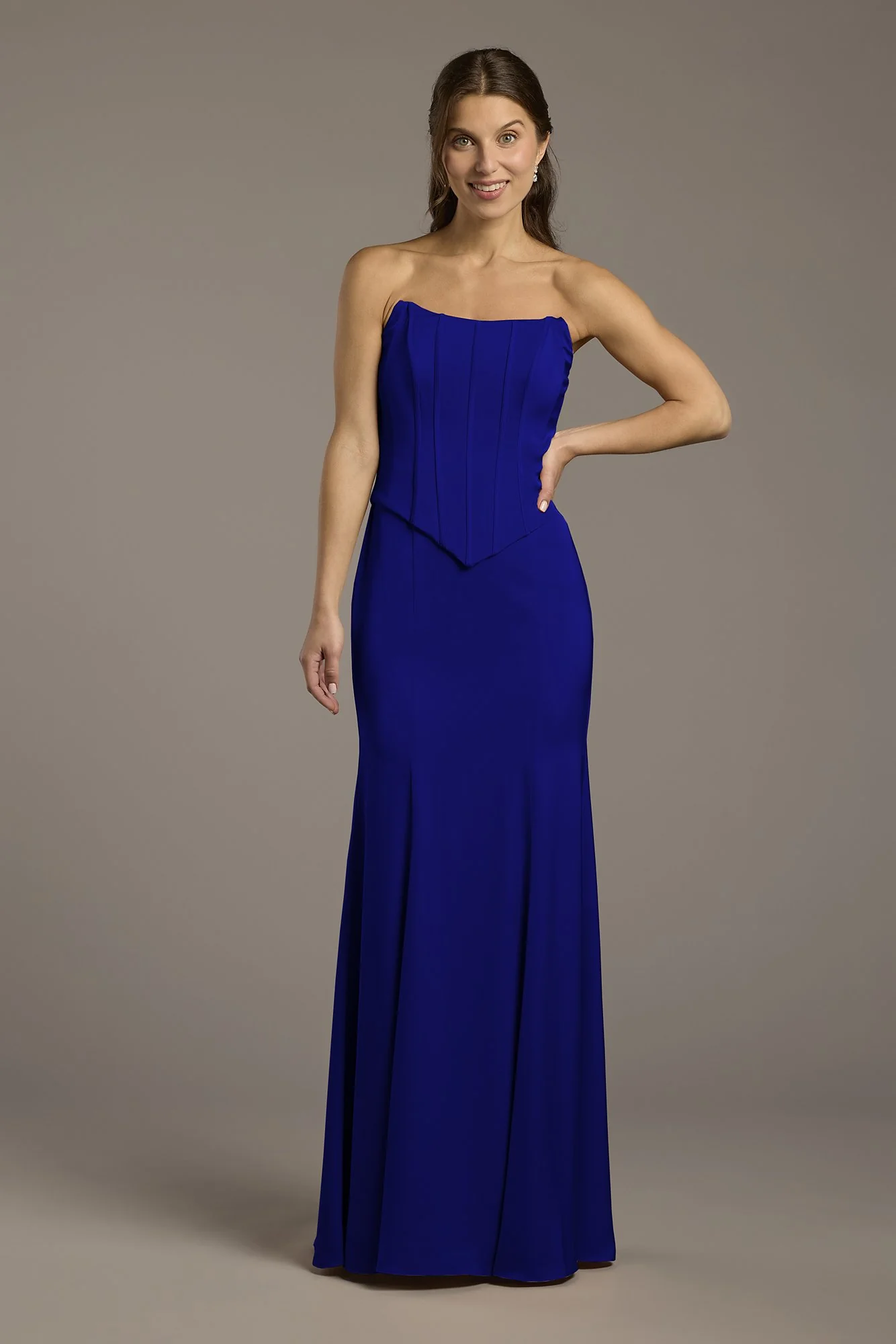 Matte Satin Corset Bodice Faux Two-Piece Dress - Image 35