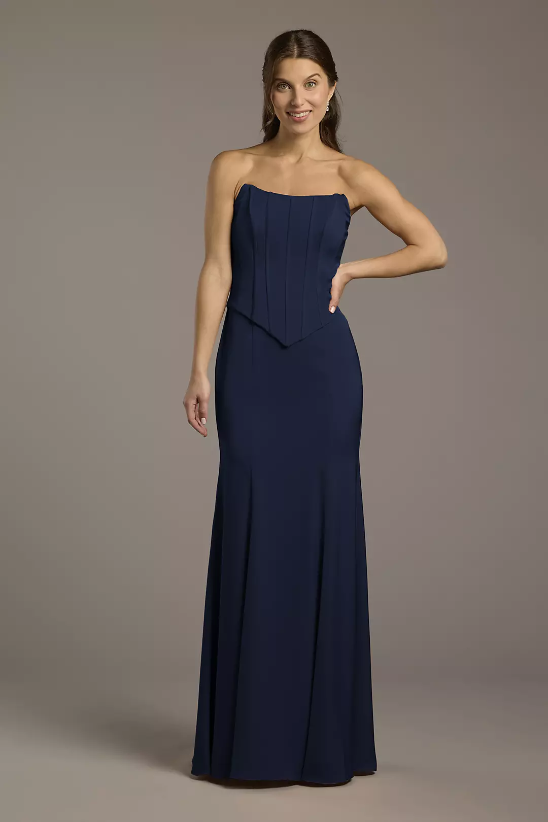 Matte Satin Corset Bodice Faux Two-Piece Dress - Image 62