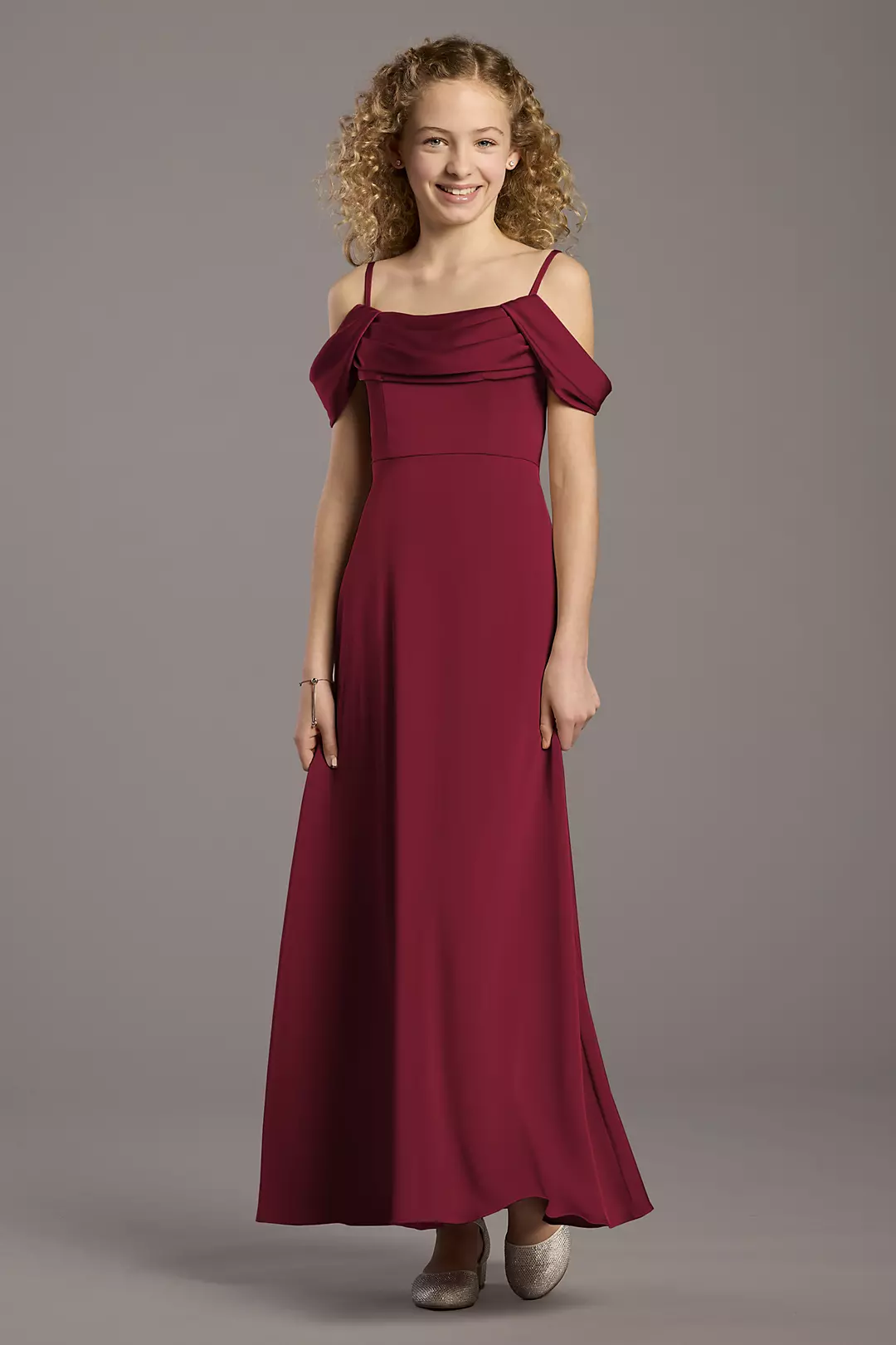 Matte Satin Cowl Neck A-Line Girls Dress - Image 15