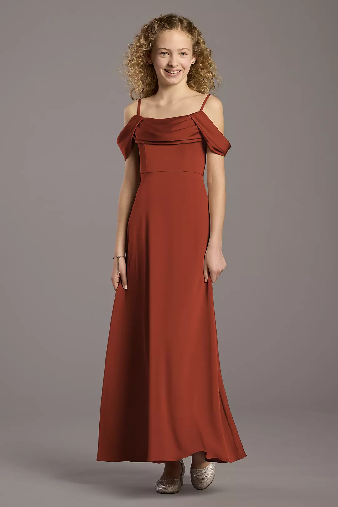 Matte Satin Cowl Neck A-Line Girls Dress - Image 20