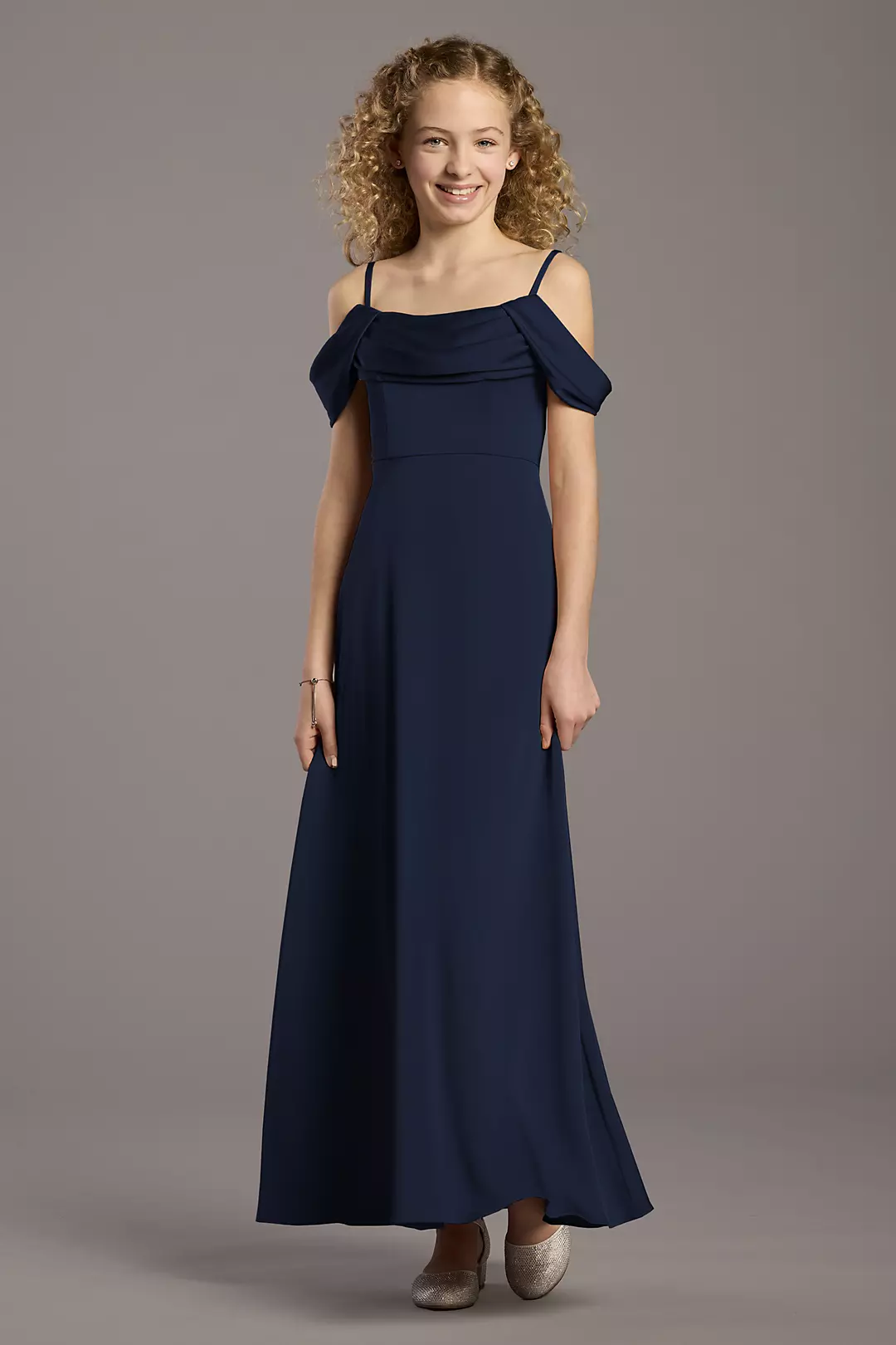 Matte Satin Cowl Neck A-Line Girls Dress - Image 21