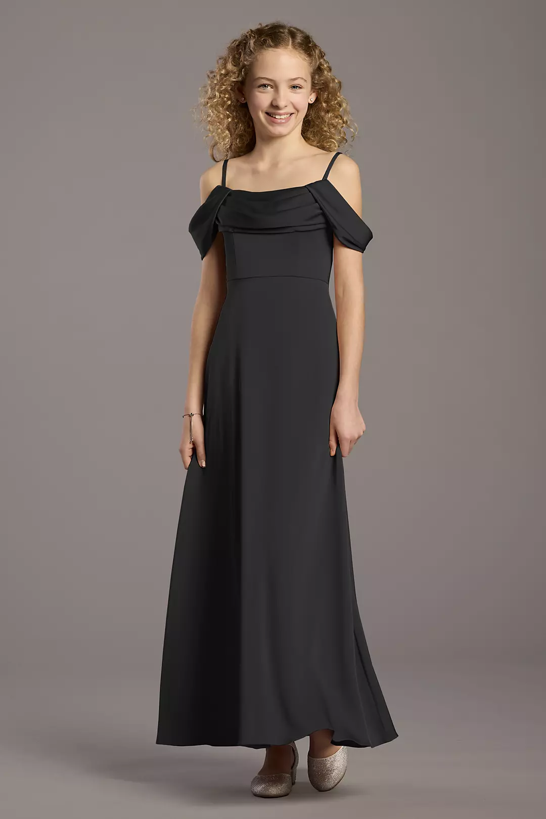 Matte Satin Cowl Neck A-Line Girls Dress - Image 24