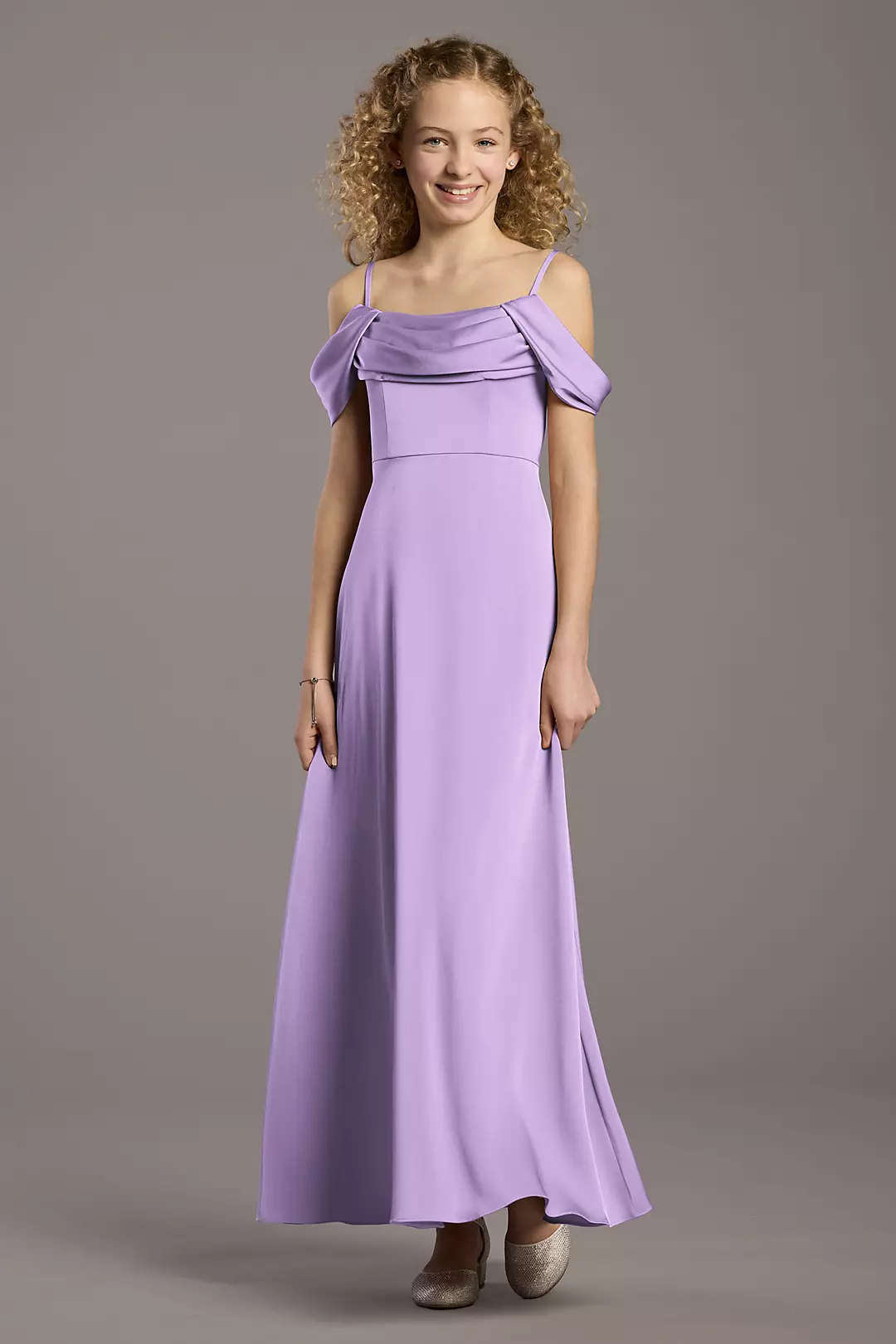 Matte Satin Cowl Neck A-Line Girls Dress - Image 27