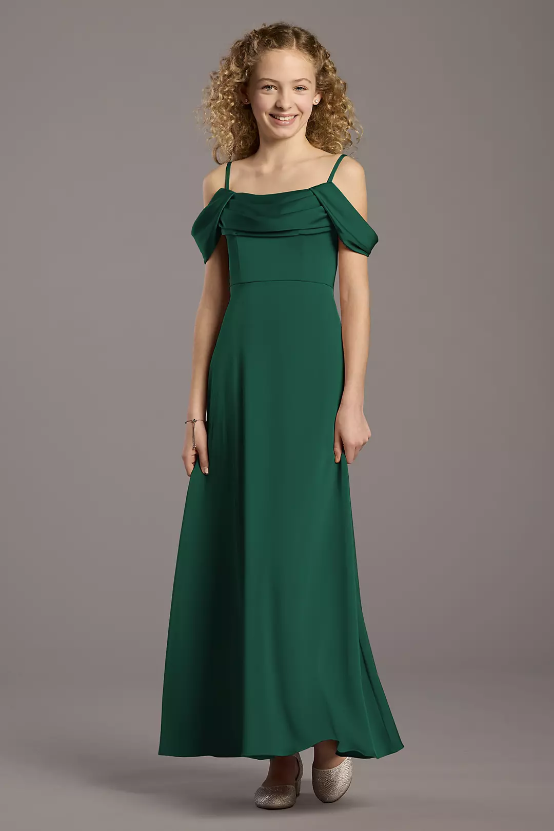Matte Satin Cowl Neck A-Line Girls Dress - Image 9