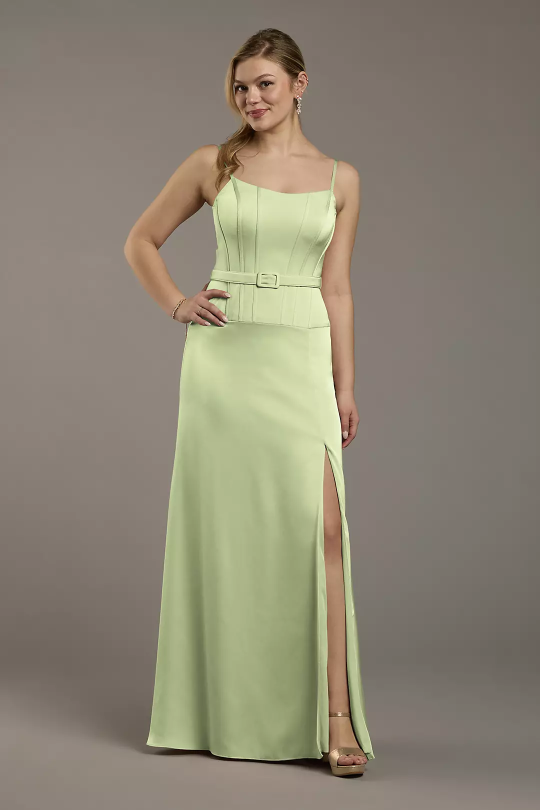 Matte Satin Drop Waist Corset Dress - Image 103