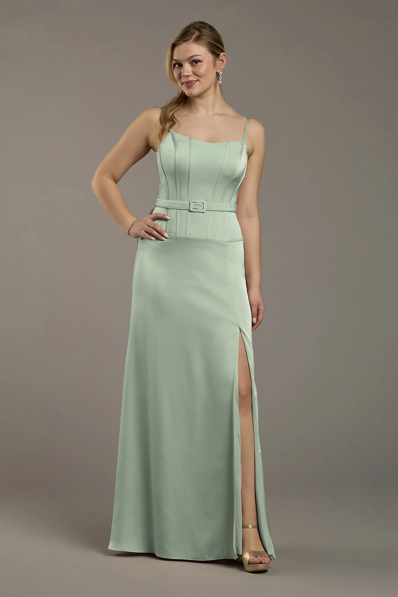 Matte Satin Drop Waist Corset Dress - Image 11