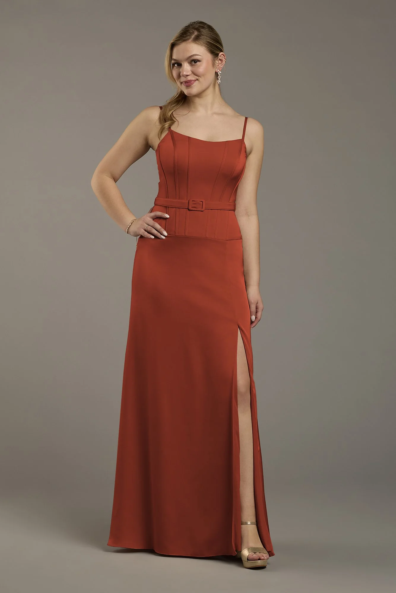 Matte Satin Drop Waist Corset Dress - Image 24