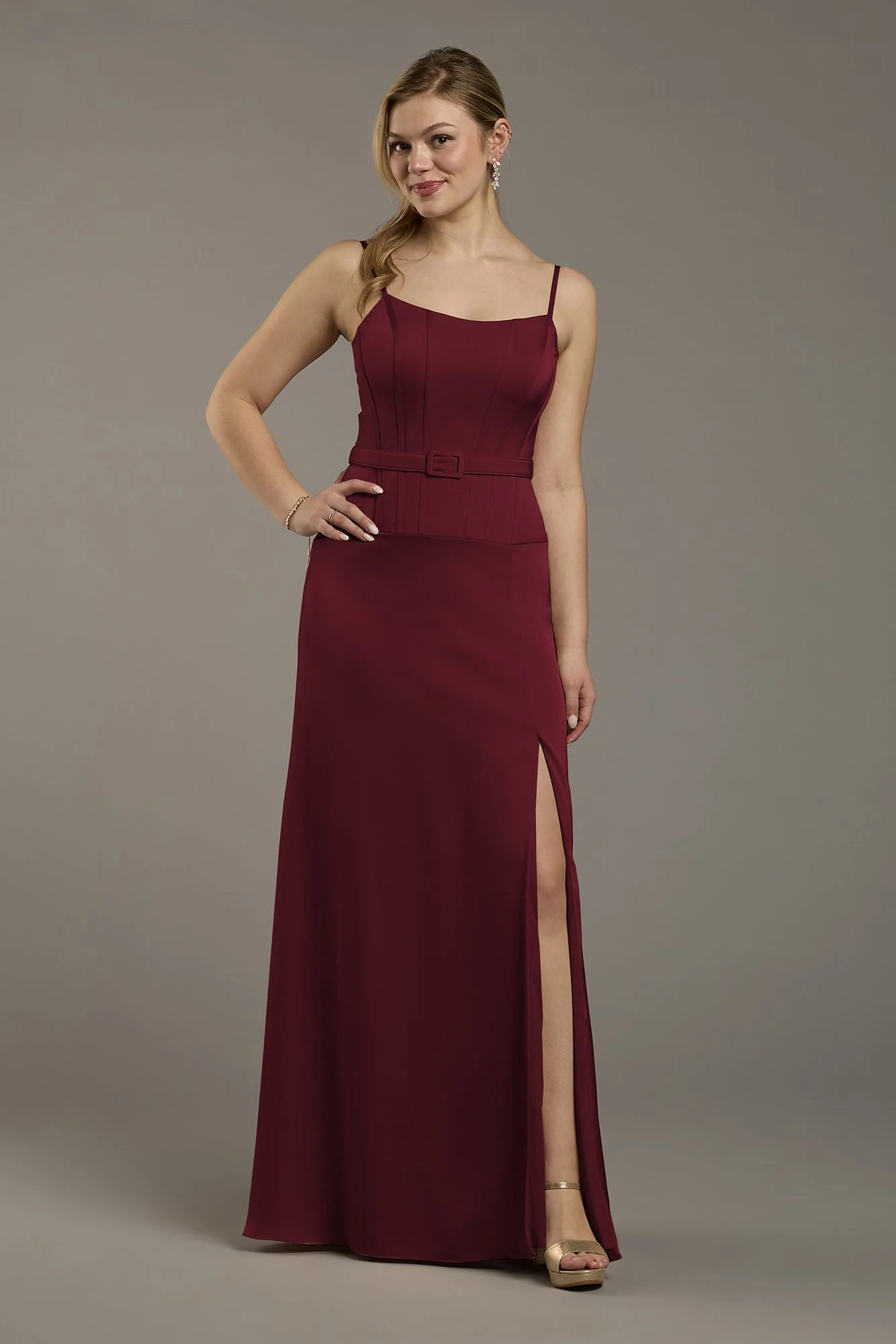 Matte Satin Drop Waist Corset Dress - Image 37