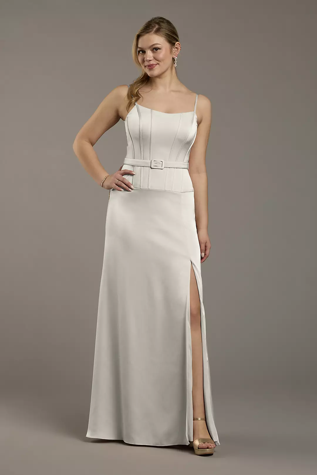 Matte Satin Drop Waist Corset Dress - Image 59
