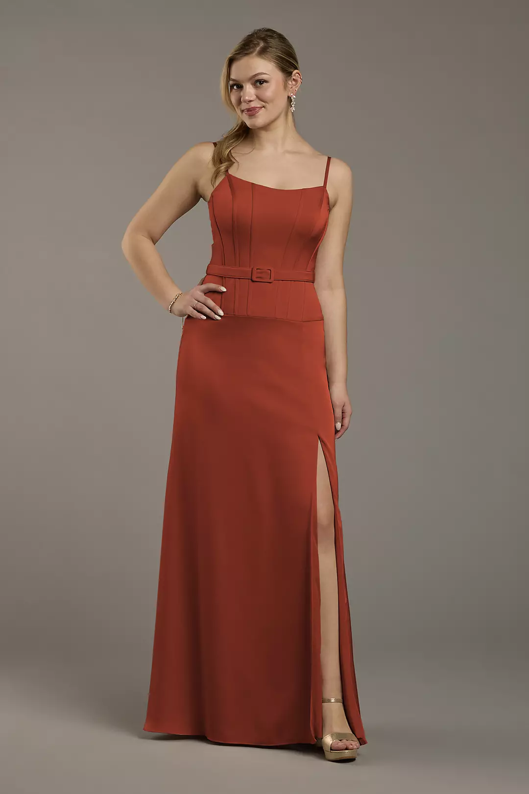 Matte Satin Drop Waist Corset Dress - Image 71