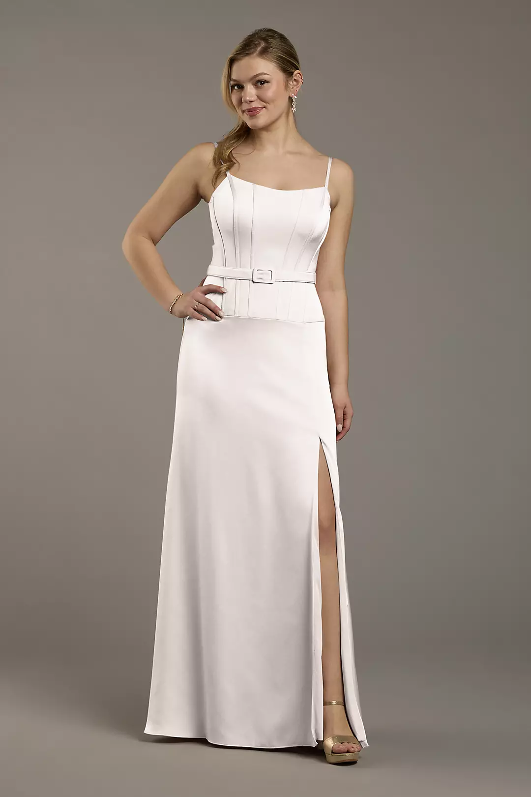 Matte Satin Drop Waist Corset Dress - Image 99