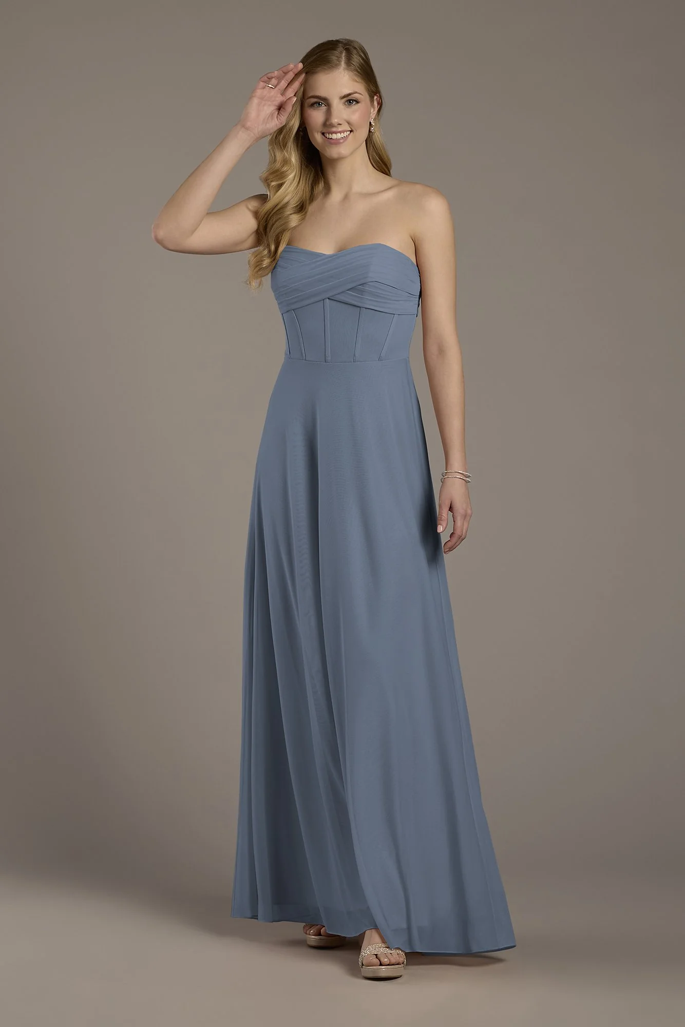 Mesh Twist Bodice Corset A-Line Dress - Image 15