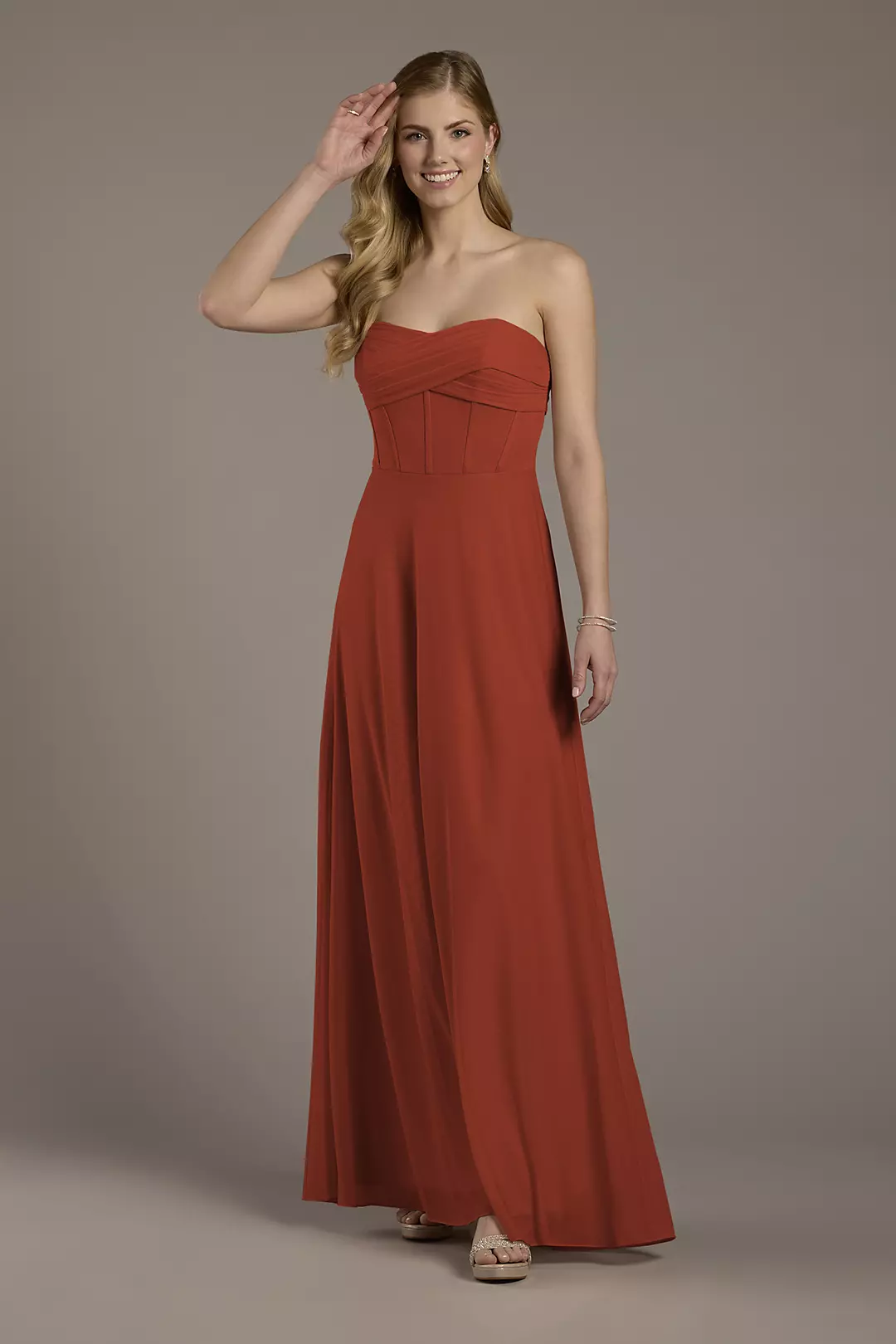 Mesh Twist Bodice Corset A-Line Dress - Image 35