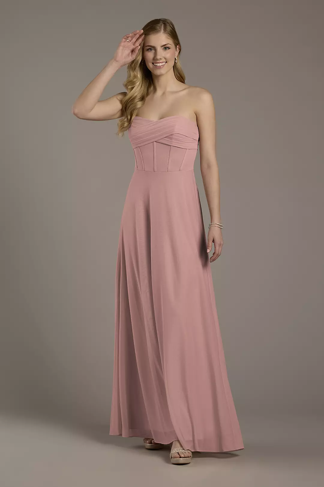 Mesh Twist Bodice Corset A-Line Dress - Image 43