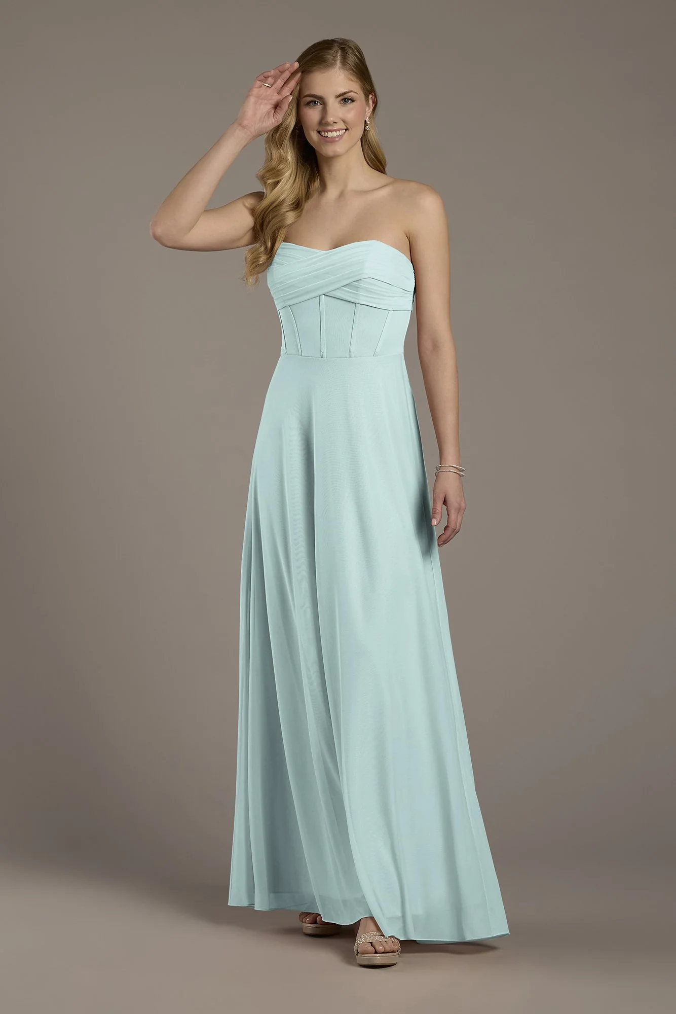 Mesh Twist Bodice Corset A-Line Dress - Image 5