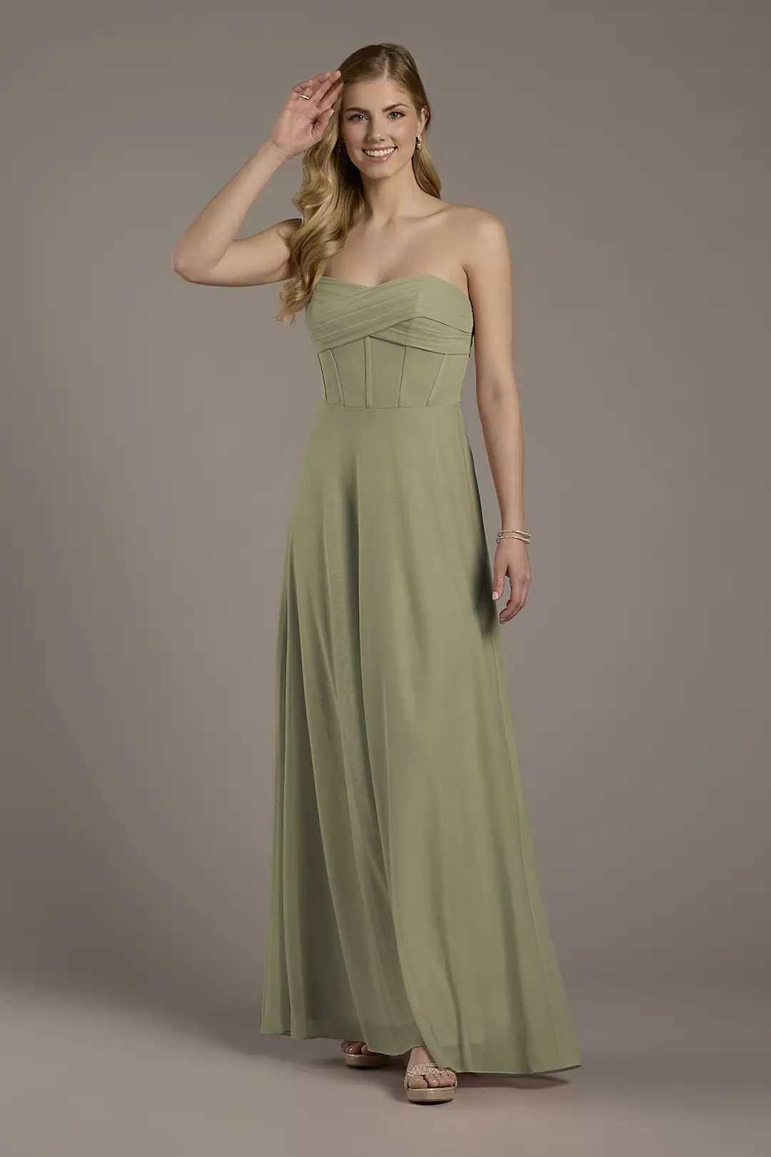Mesh Twist Bodice Corset A-Line Dress - Image 61