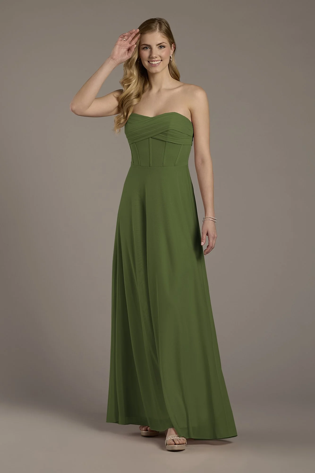 Mesh Twist Bodice Corset A-Line Dress - Image 8