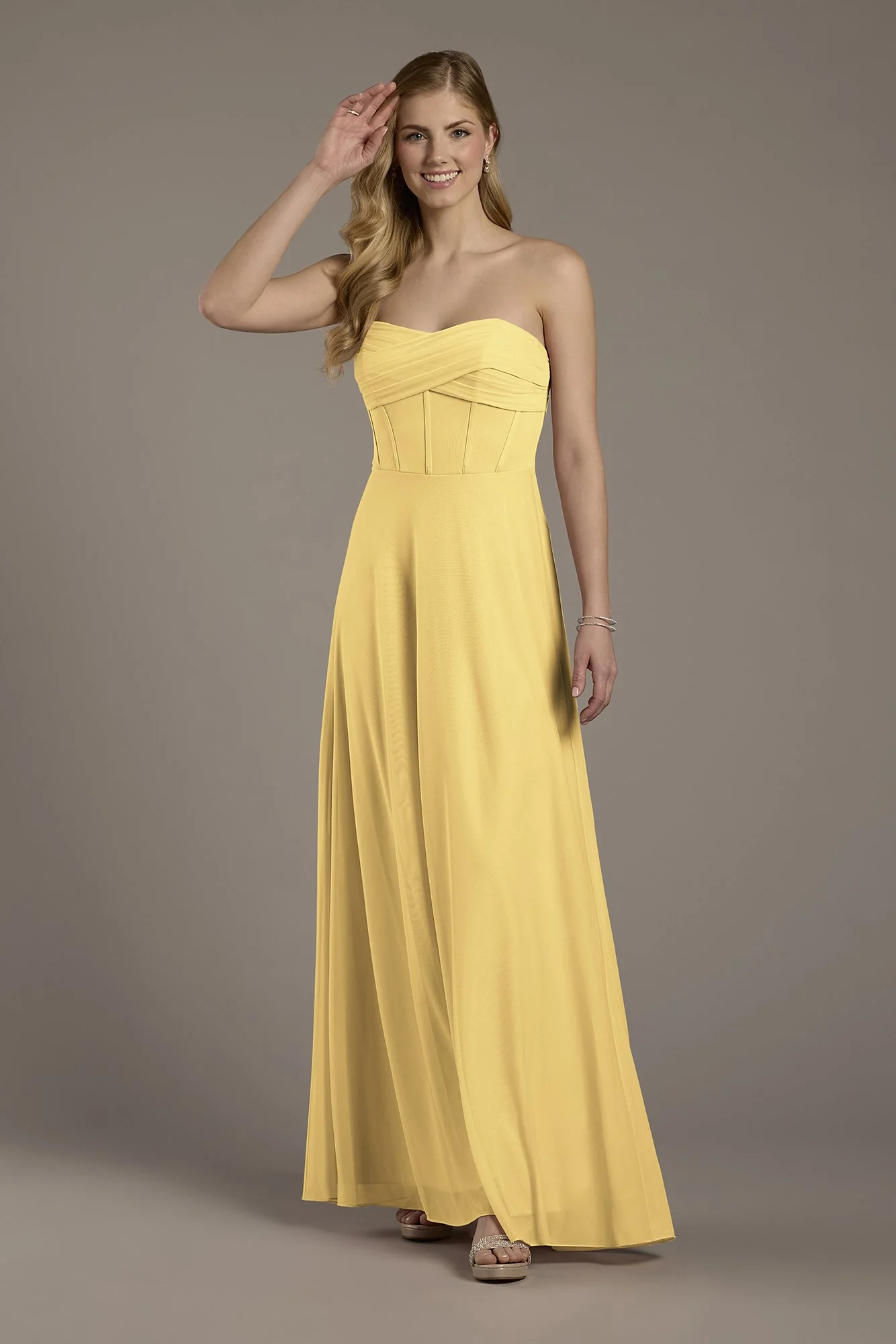 Mesh Twist Bodice Corset A-Line Dress - Image 9