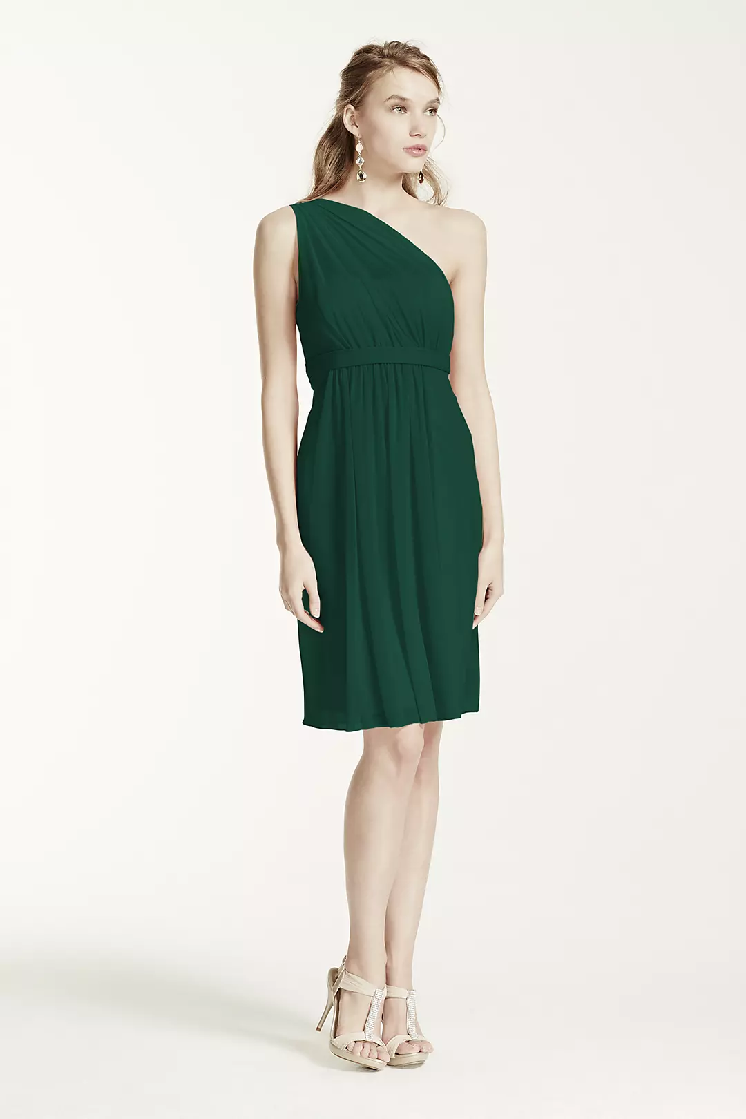 One Shoulder Short Dress with Illusion Neck - Image 117