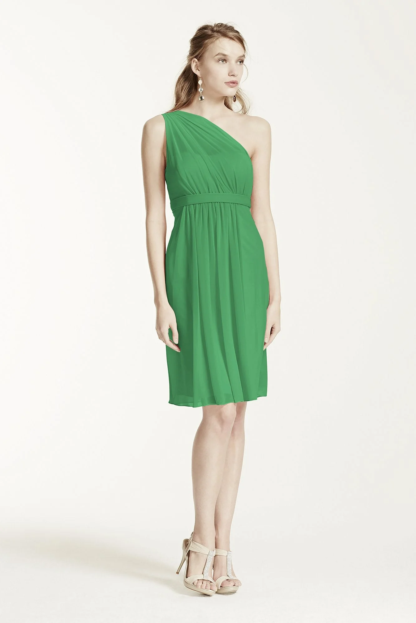 One Shoulder Short Dress with Illusion Neck - Image 85