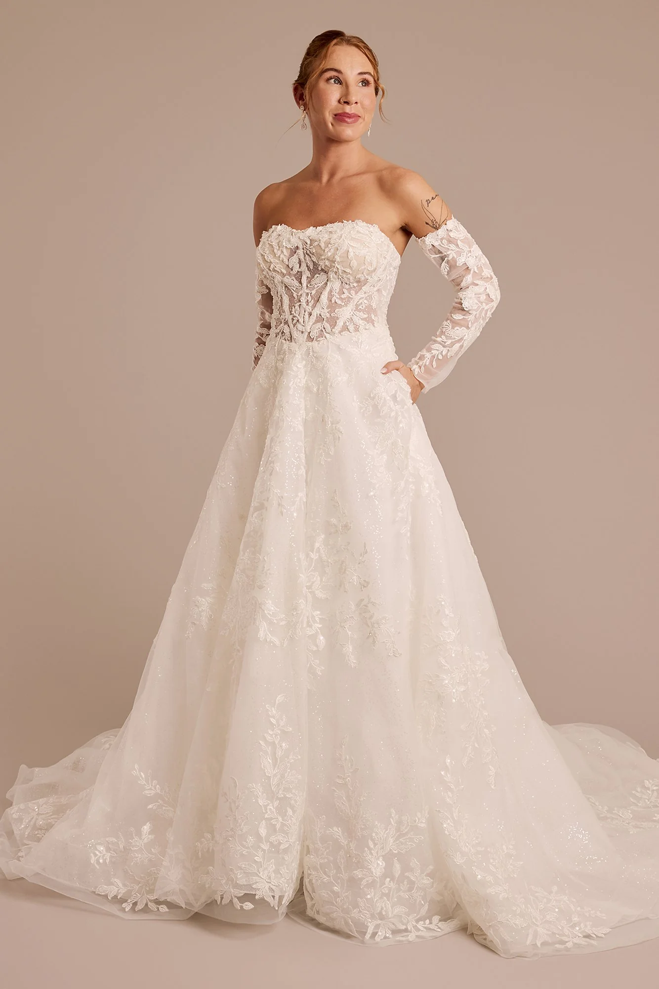 Removable Long-Sleeve Ball Gown Wedding Dress - Image 11