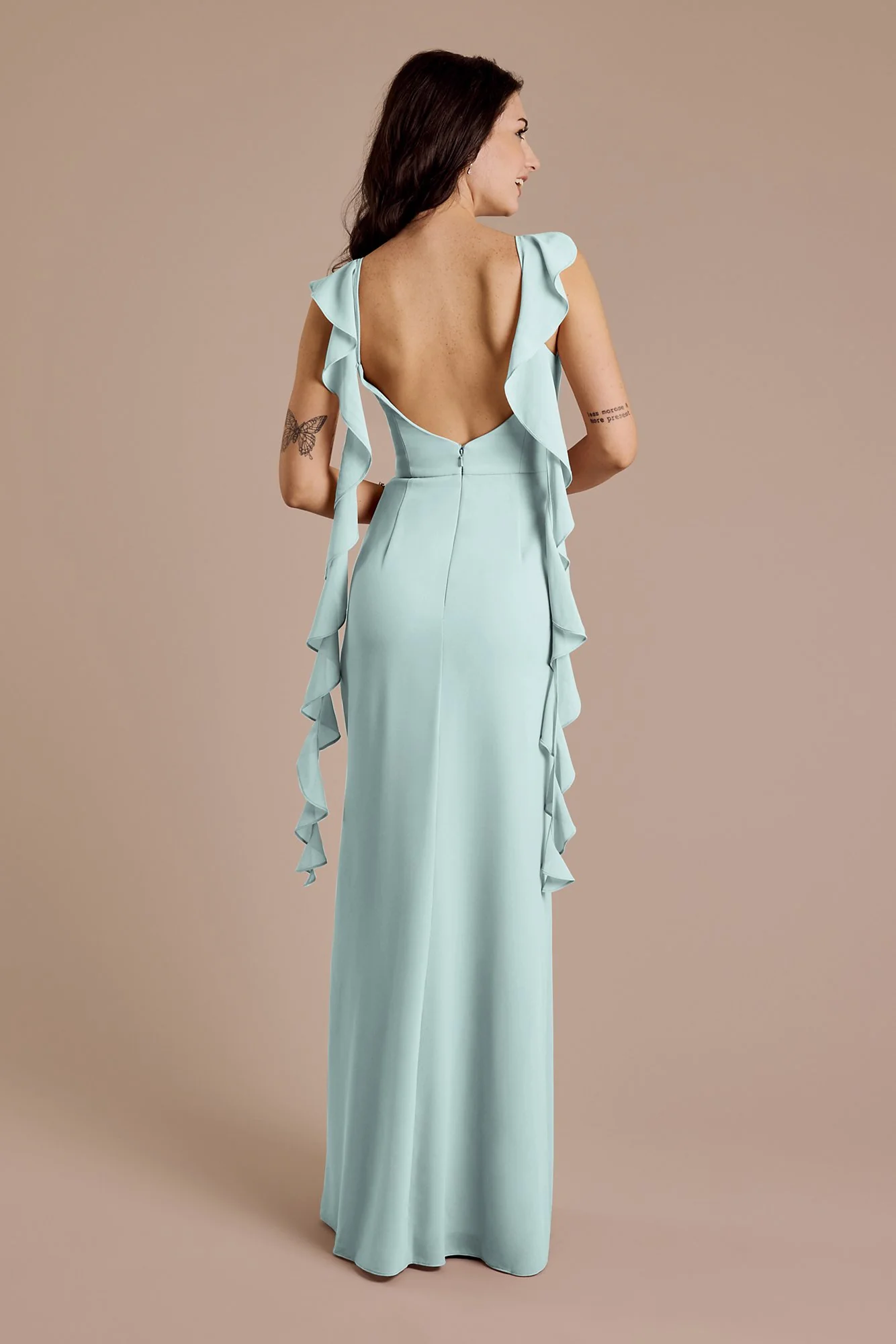 Ruffle Strap Scoop Neck Chiffon A-Line Dress - Image 10