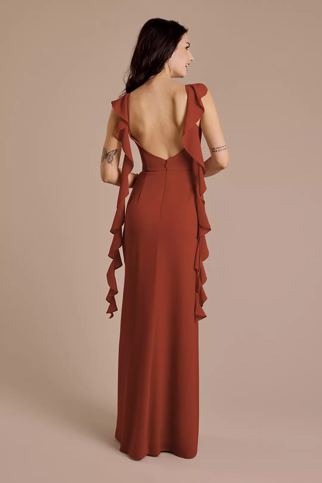 Ruffle Strap Scoop Neck Chiffon A-Line Dress - Image 126