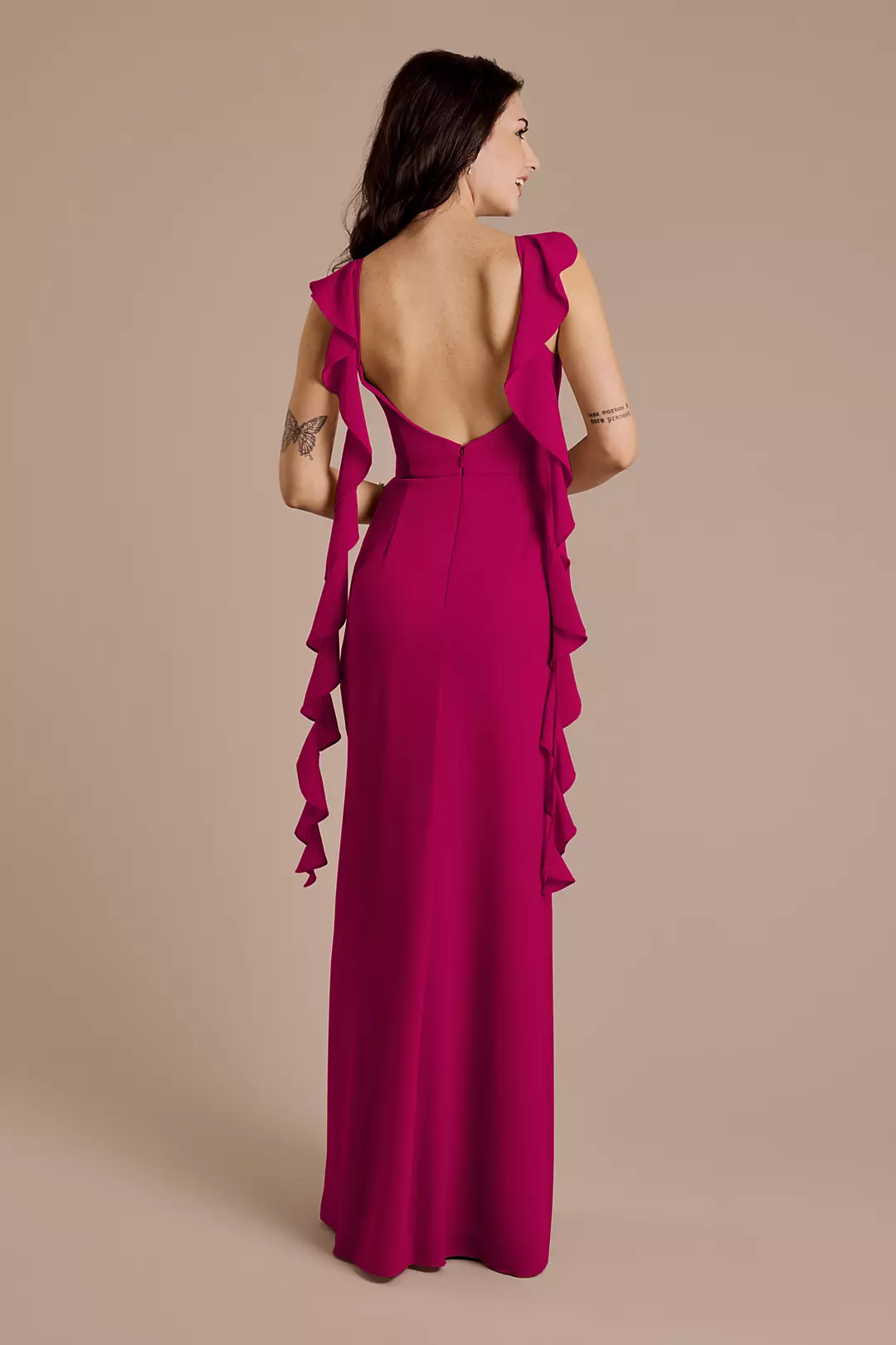 Ruffle Strap Scoop Neck Chiffon A-Line Dress - Image 130