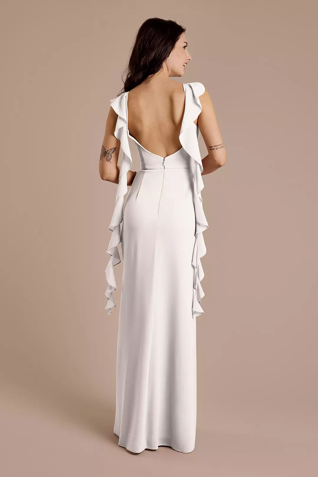 Ruffle Strap Scoop Neck Chiffon A-Line Dress - Image 135