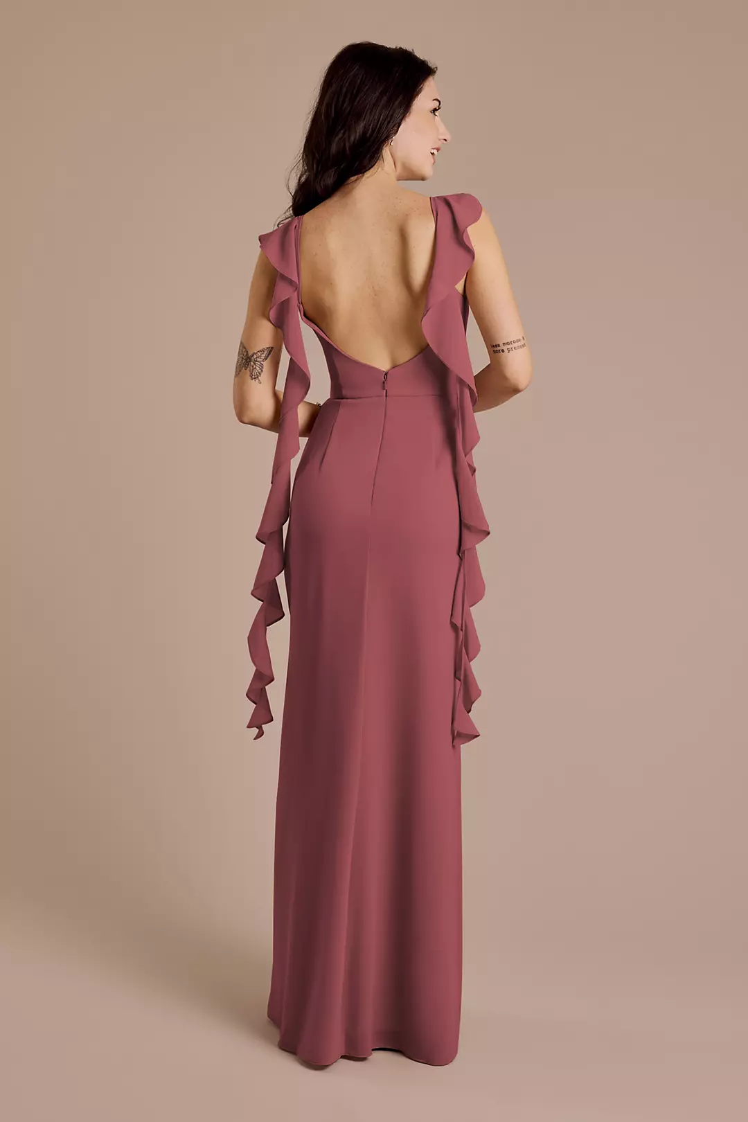 Ruffle Strap Scoop Neck Chiffon A-Line Dress - Image 137