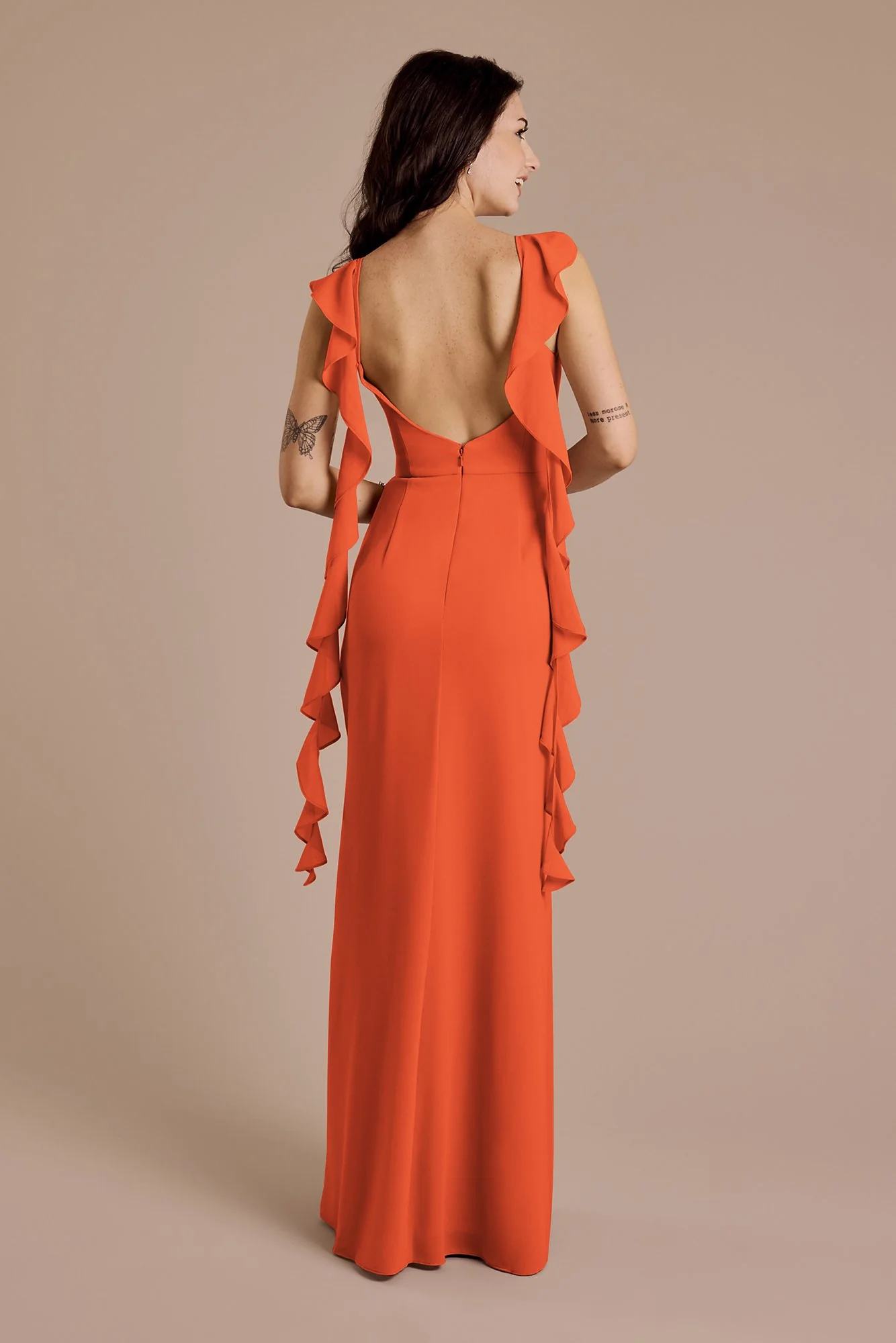 Ruffle Strap Scoop Neck Chiffon A-Line Dress - Image 19