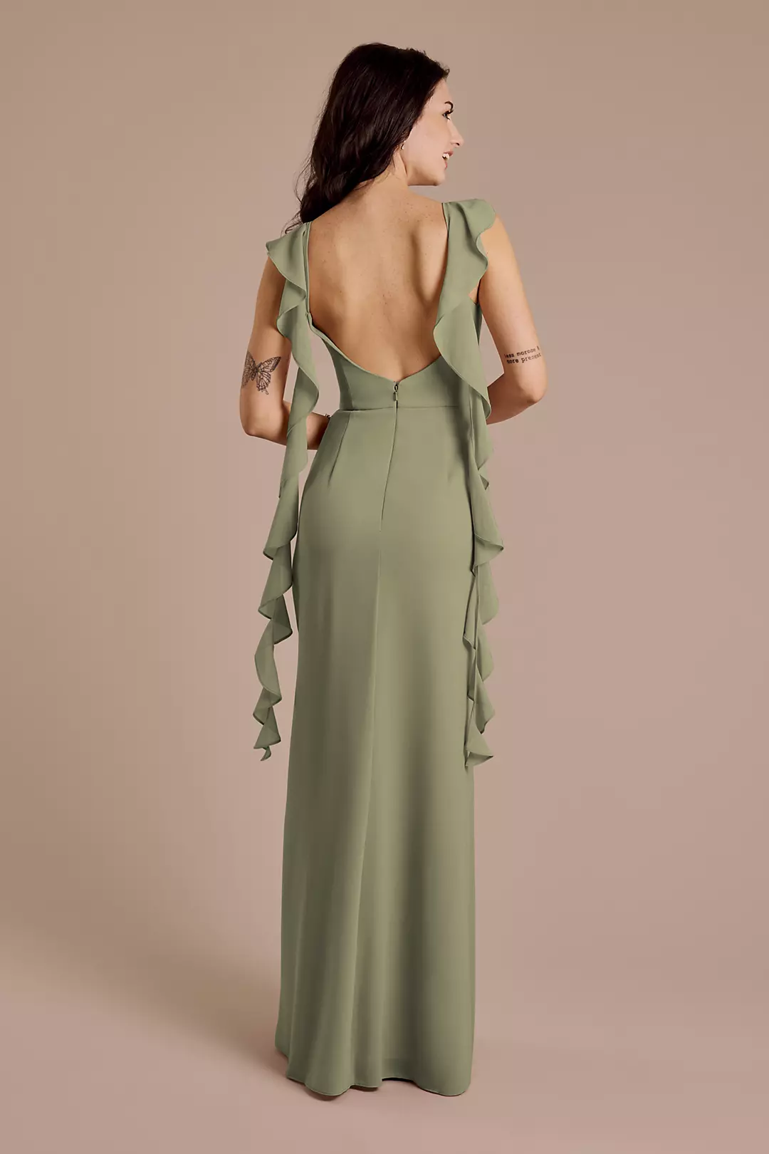 Ruffle Strap Scoop Neck Chiffon A-Line Dress - Image 32