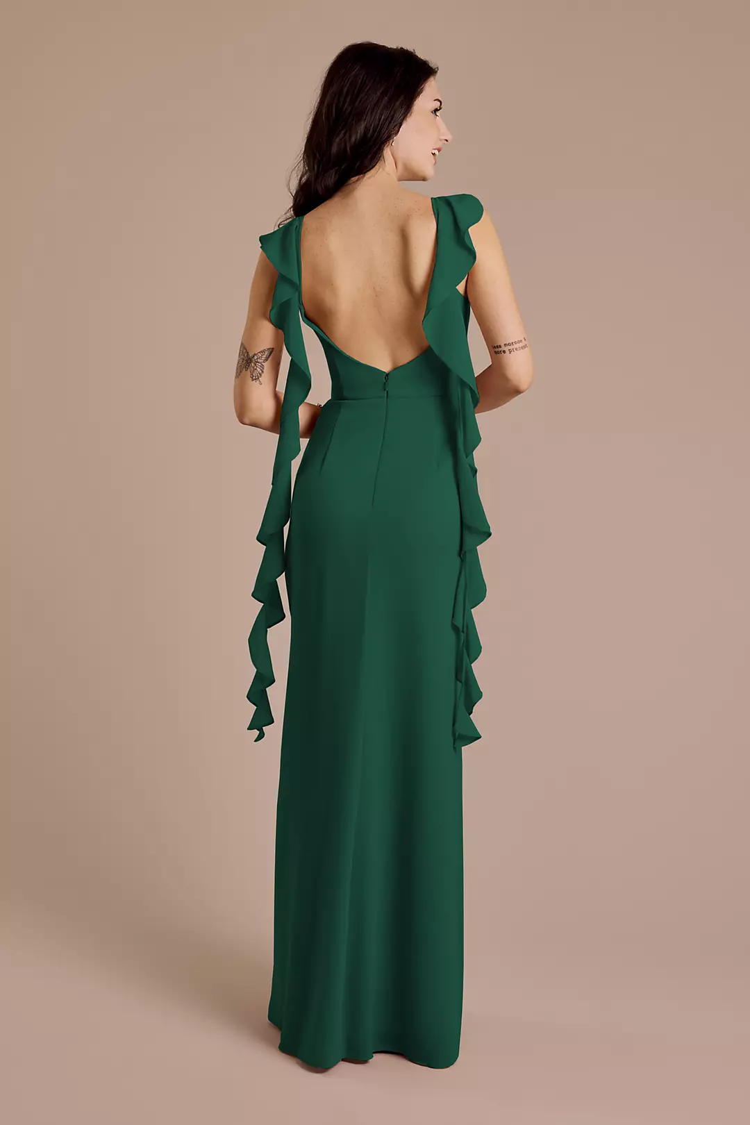 Ruffle Strap Scoop Neck Chiffon A-Line Dress - Image 35