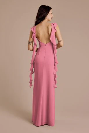 Ruffle Strap Scoop Neck Chiffon A-Line Dress - Image 41