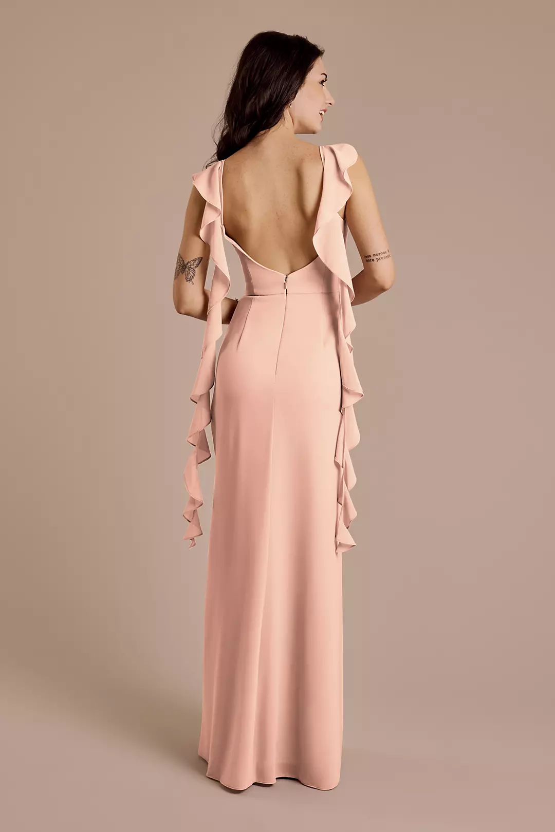 Ruffle Strap Scoop Neck Chiffon A-Line Dress - Image 55