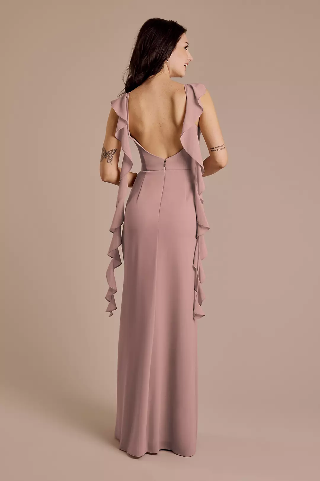 Ruffle Strap Scoop Neck Chiffon A-Line Dress - Image 56