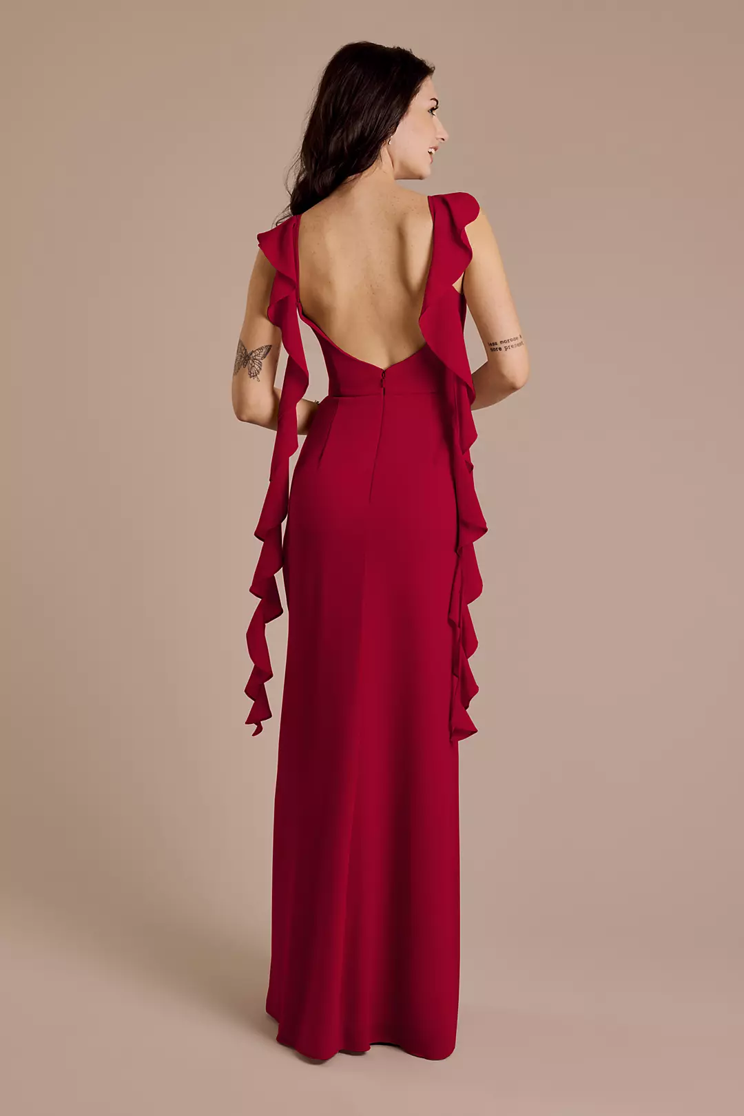 Ruffle Strap Scoop Neck Chiffon A-Line Dress - Image 60