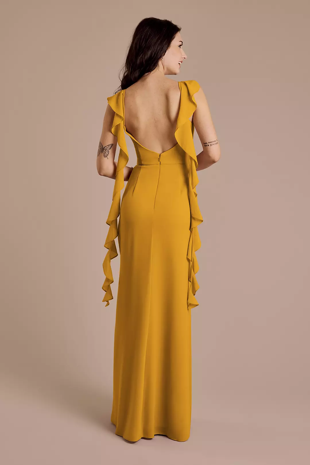 Ruffle Strap Scoop Neck Chiffon A-Line Dress - Image 63