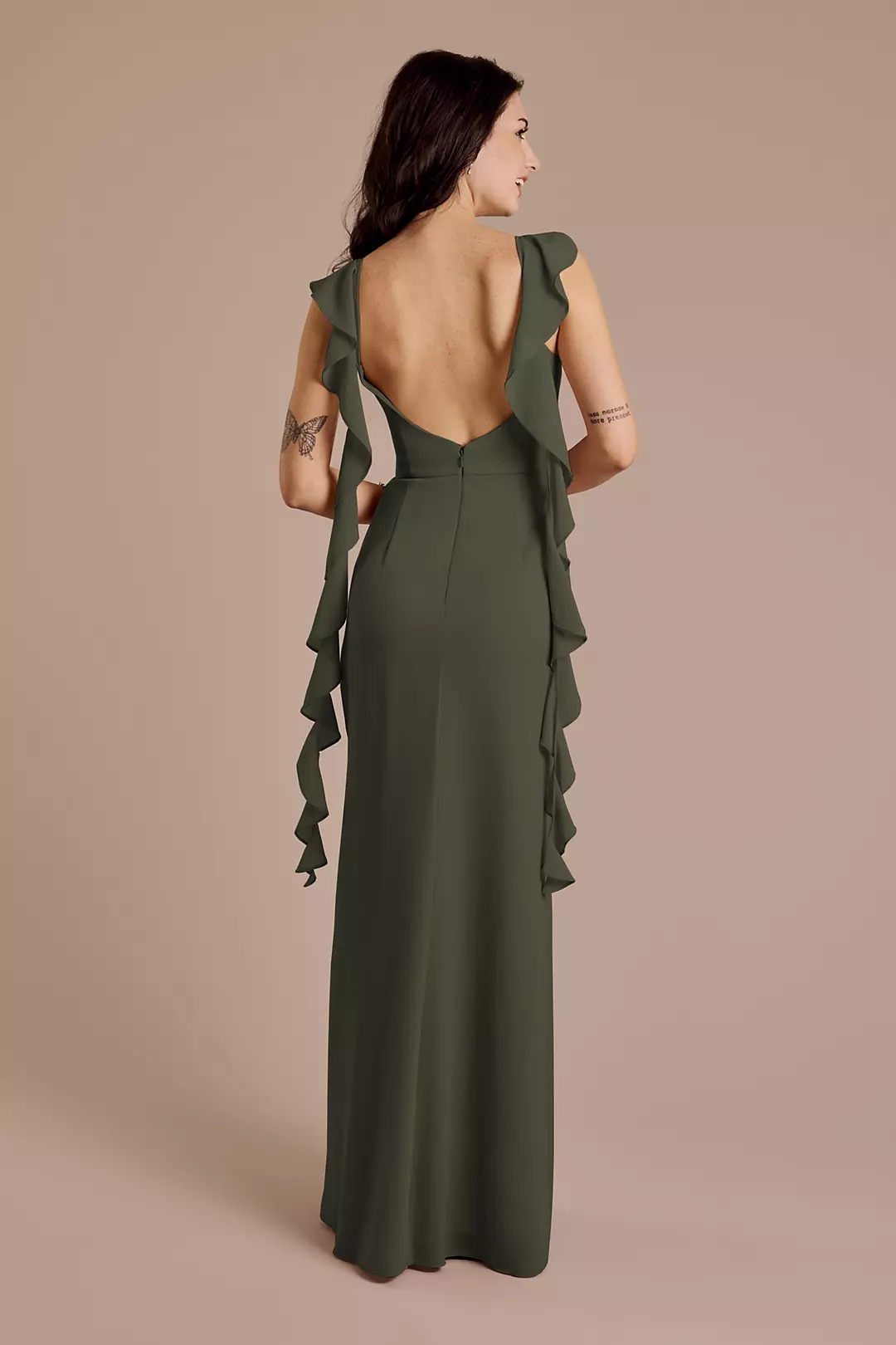 Ruffle Strap Scoop Neck Chiffon A-Line Dress - Image 65