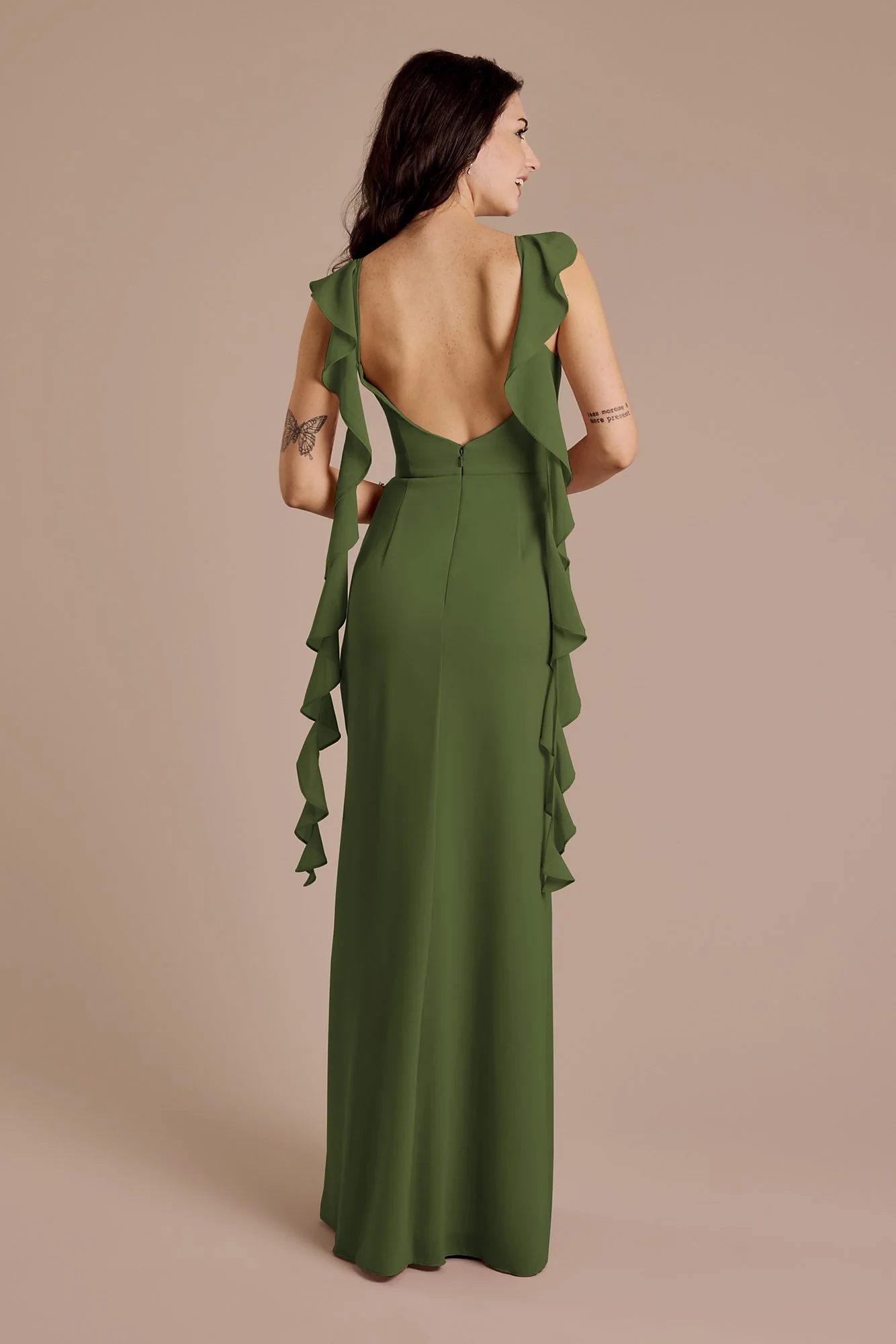Ruffle Strap Scoop Neck Chiffon A-Line Dress - Image 8